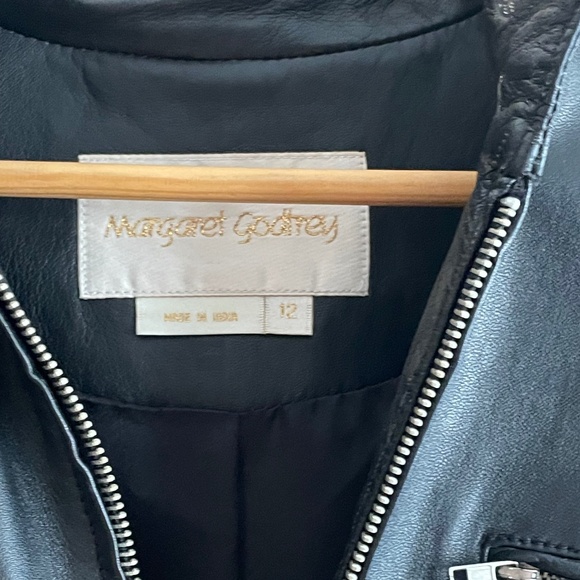 NEW Margaret Godfrey Black Leather Moto Jacket-size 12 - Picture 2 of 7